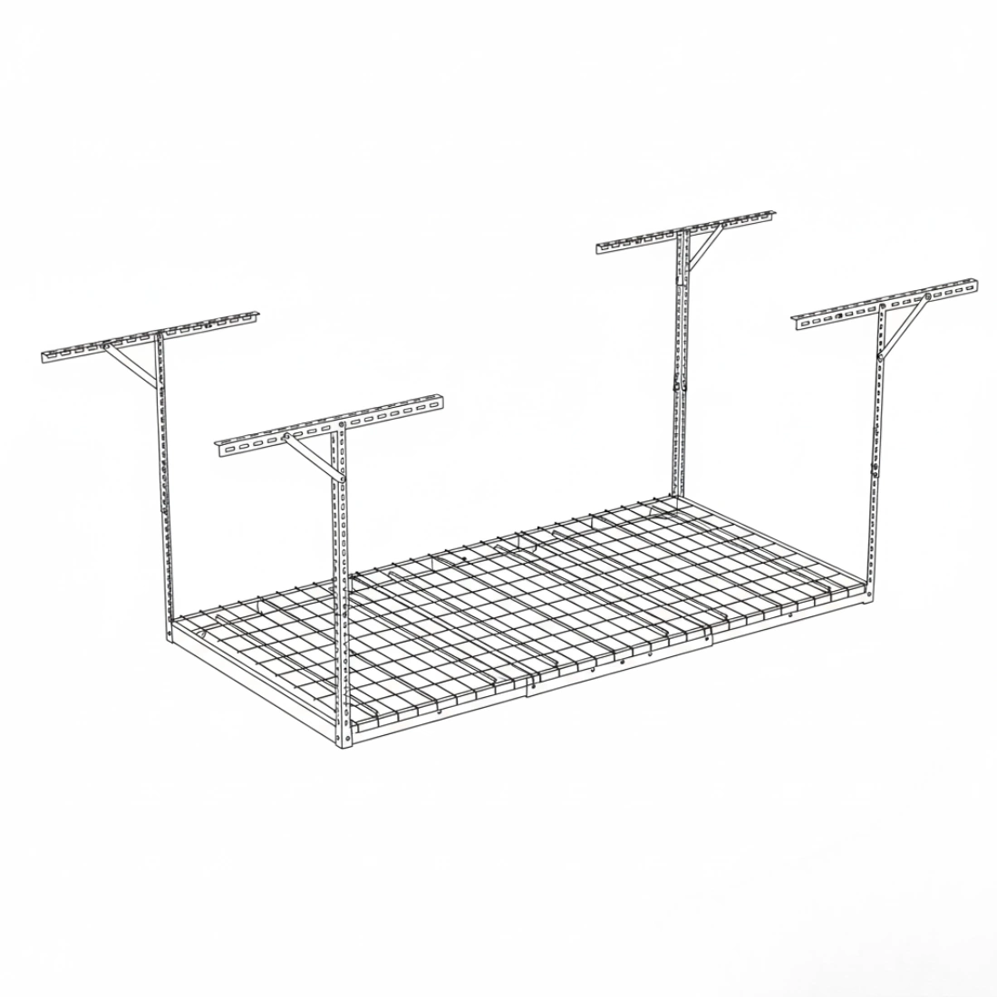 rysunek techniczny półki garażowej sufitowej Spacetronik SPG-102 183x122 cm