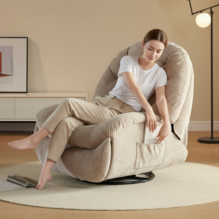 Fotel elektrycznie regulowany Spacetronik Flax 04 relaksacyjny bujany beżowy