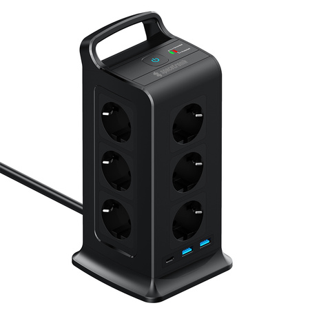 Listwa zasilająca tower 12xAC 2xUSB 1xUSB-C B