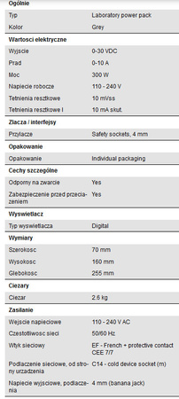 Laboratórny napájací zdroj 30V 10A PeakTech 6226