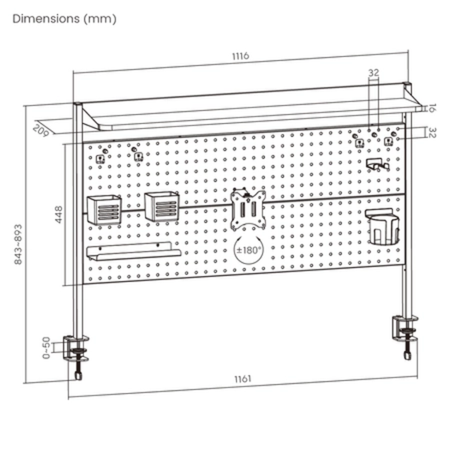 Zestaw Spacetronik: biurko regulowane 100×60 + krzesło dziecięce z podnóżkiem + nadstawka z pegboardem