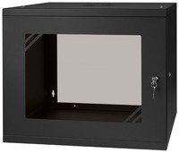 RACK 19'' 9U 600x450mm SCHWARZ Glastür