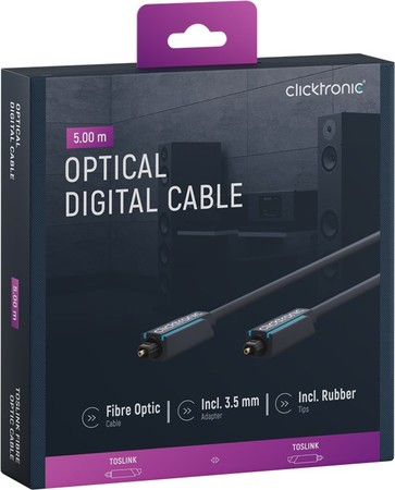 CLICKTRONIC Toslink optical cable + ad. jack 5m