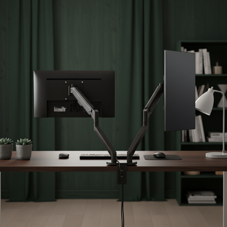 Uchwyt na 2 Monitory SPAZ120B Aluminiowy 13-36" | Stabilność i Ergonomia