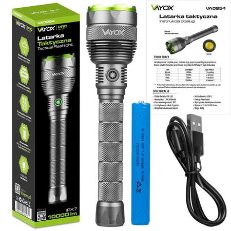 METAL 10000 lm tactical flashlight VAYOX VA0254