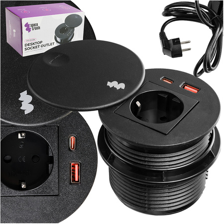Spacetronik SPS-R1D3B V2 round tabletop socket