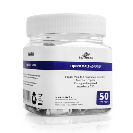F-zástrčka na F-zástrčku "rýchly" prechod TV-FF03 50ks