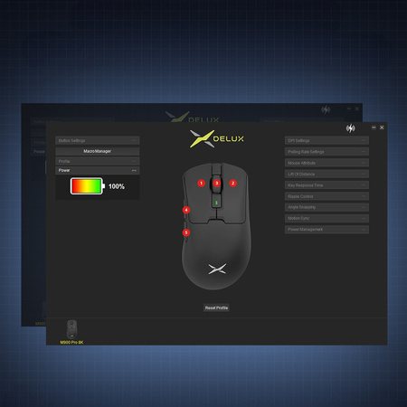 Mysz DELUX M900 AIR czarna 26000DPI 1000 Hz