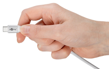 Kabel USB-C 2.0 Goobay SuperSoft TEXTIL biały 1m