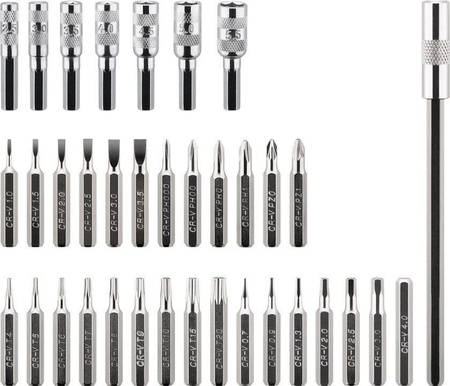 Screwdriver + bits/sockets KIT 37-element. Goobay