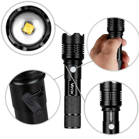 Latarka taktyczna metalowa 10W 800lm VAYOX VA0116