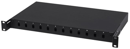 Rozvádzač 19" 1U 12xSC Simplex čierny pevný
