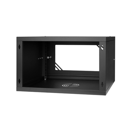 19'' RACK 6U 600x450mm ČERNÝ Skleněné dveře