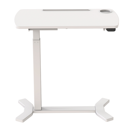 Electric adjustable table with wheels Buddy white, wood