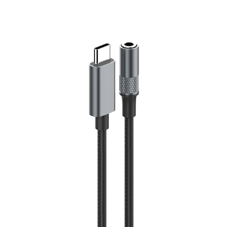 Adaptér USB-C na jack 3,5 mm s převodníkem šedý