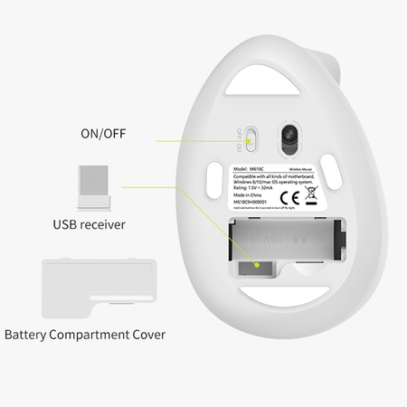 Bezdrátová vertikální myš Delux M618C RGB bílá