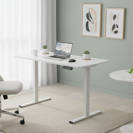 Biurko Elektryczne Białe 100x60 SPEO125WW Kompaktowe i Stylowe