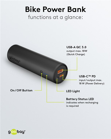 Powerbanka Goobay 5000 mAh pro kolo LED QC PD USB-C