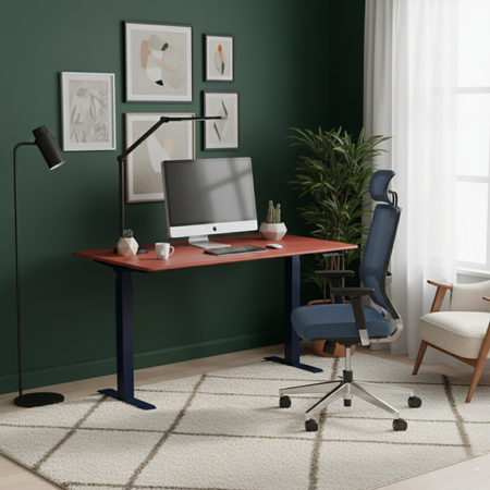 Zestaw ergonomiczny biurowy Biurko Vegard SPEO232 Fotel BARD Lampa Glow D4