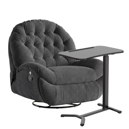 Zestaw wypoczynkowy fotel Spacetronik Flax 04M szary + stolik regulowany BUDDY