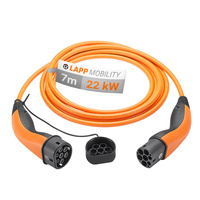 EV PHEV Type 2 LAPP 22kW 32A orange cable 7m