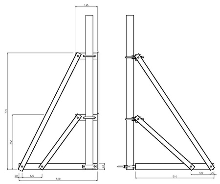 Zosilnený neinvazívny stojan pre dosku 50x50
