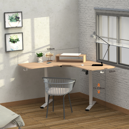 Biurko narożne regulowane SPEL112WL Spacetronik 120x50 cm jasnedrewno