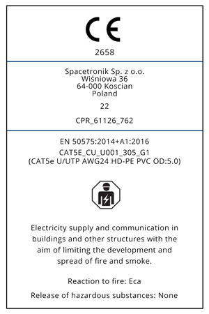 CAT5e U/UTP AWG24 CU PVC OD 5.0 Eca 305m twisted pair cable