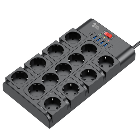 Listwa zasilająca 13xAC 4xUSB 2xUSB-C