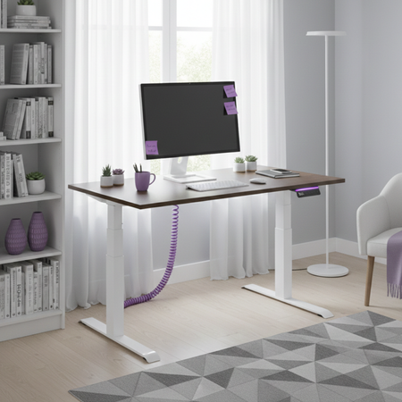 Biurko elektryczne Spacetronik SPE 232OW białe blat 158x80 Orzech Ambasador