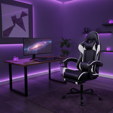 Spacetronik Rally 1.0 Gaming Stuhl schwarz und weiß