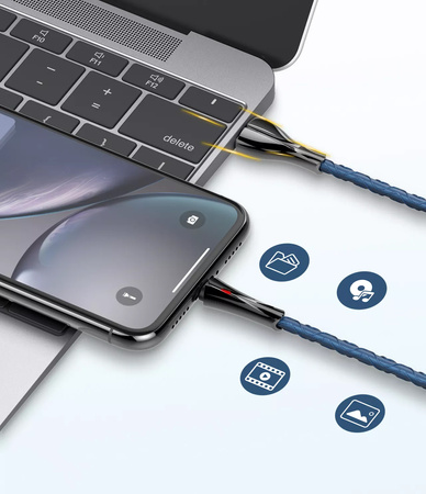 USB-A/Lightning Kabel LDNIO mit LED 1m grau LS461L