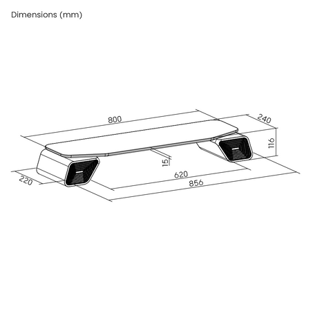 Audio stand with speakers for 70cm monitor