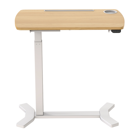 Electric adjustable table with wheels Buddy white, wood