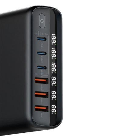 Nabíjecí stanice 140W GaN SR103 LED 6 USB PD+QC3.0