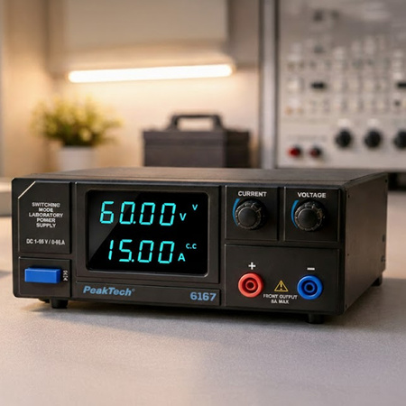 Zasilacz laboratoryjny impulsowy DC 1-60V 15A PeakTech P6167