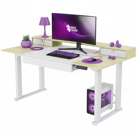 Mobile Electric Desk with Shelf Drawers
