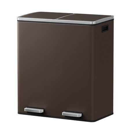 Kosz na śmieci metalowy podwójna komora brązowy