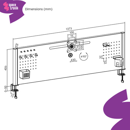 Tablica perforowana Holdee SPB-161W 140cm