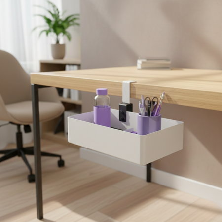 Boczny organizer do biurka na zacisk 25×17×15 cm biały SPB148W