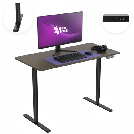 Spacetronik Moris 121BT 120x60 electric desk, Black frame, Dark wood top