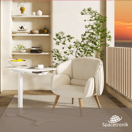 Electric adjustable table with wheels Buddy black, wood