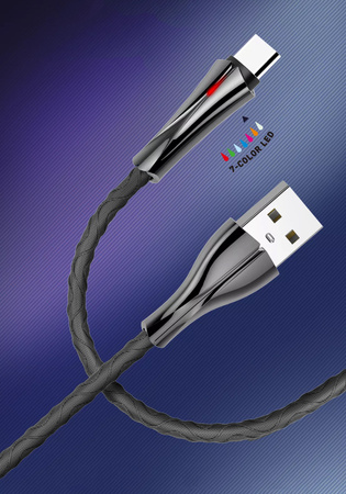 Kábel USB-A/Lightning LDNIO s LED 1 m sivý LS461L