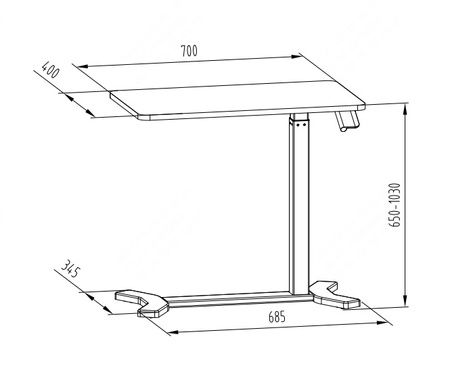 Buddy adjustable table on wheels black