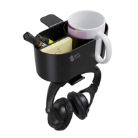 Boczny organizer do biurka na zacisk z uchwytem na kubek czarny