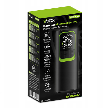 Pompka akumulatorowa 8000mAh pow-bank VAYOX VA0410