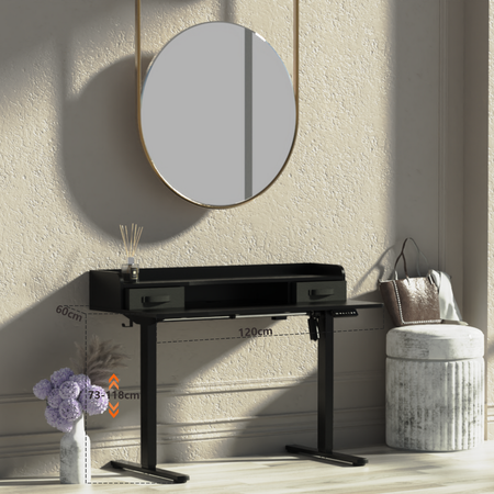 Kompaktowe Biurko Elektryczne z Szufladą i USB Spacetronik SPEF134BB z pamięcią czarne