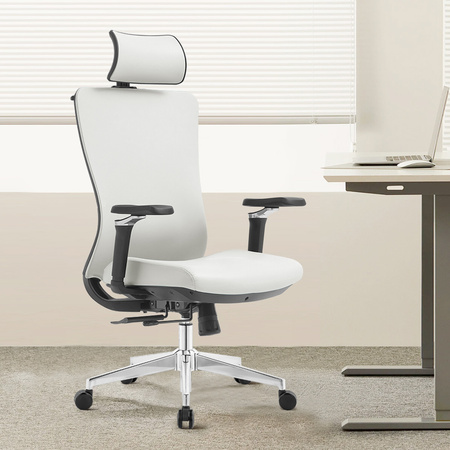 Regulowany Fotel biurowy obrotowy 5D MAURO Biały