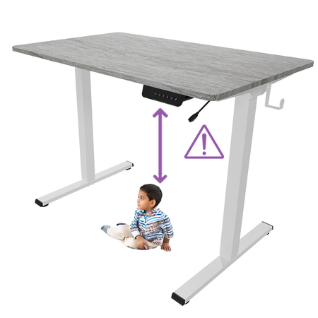 Spacetronik Moris 124WG 100x60 elektrický stôl, sivá drevená doska, biely rám