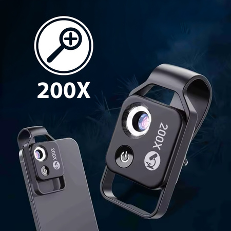 Objektiv digitálního mikroskopu pro telefon 200x LED